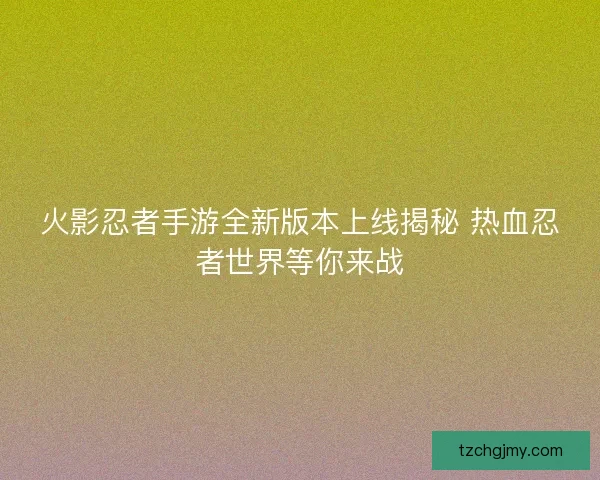 火影忍者手游全新版本上线揭秘 热血忍者世界等你来战