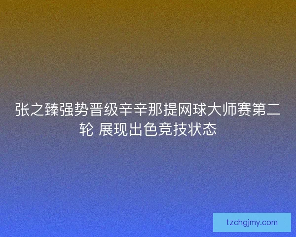 张之臻强势晋级辛辛那提网球大师赛第二轮 展现出色竞技状态